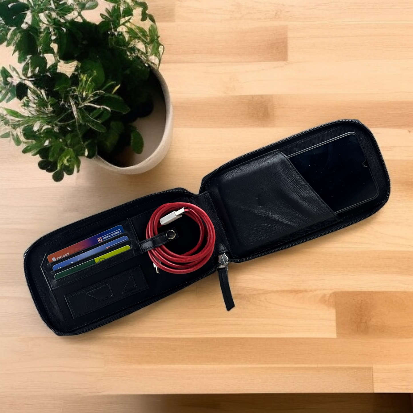 VoyageMate Wallet | Travel-Friendly Leather Organizer with Elastic Strap