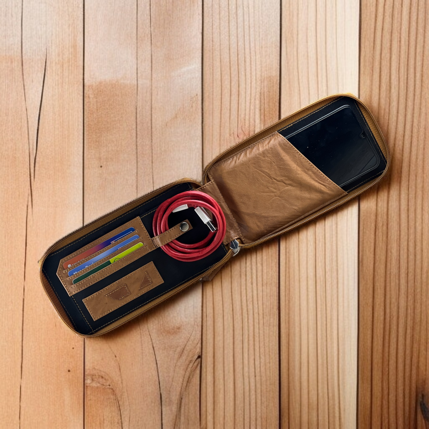 VoyageMate Wallet | Travel-Friendly Leather Organizer with Elastic Strap