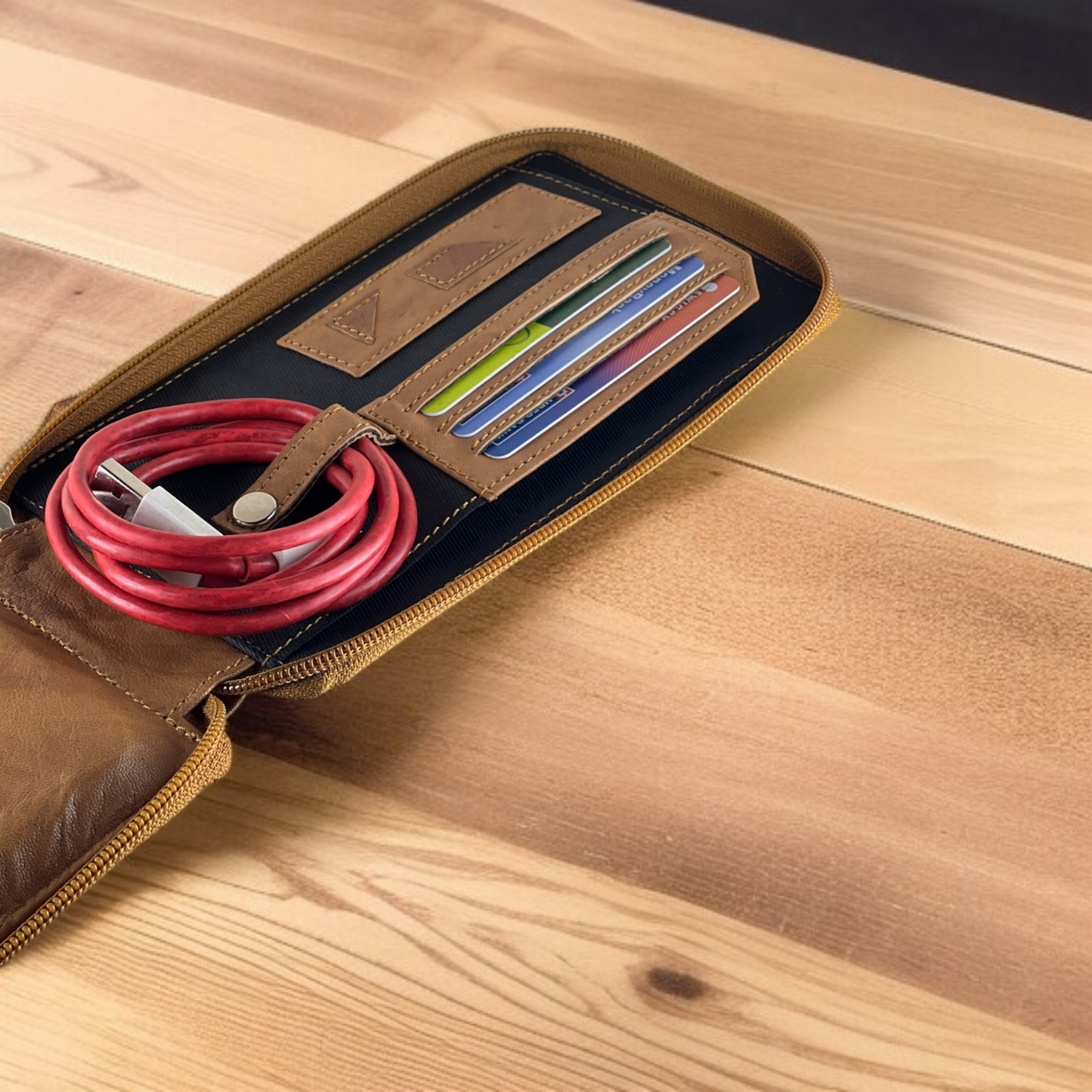 VoyageMate Wallet | Travel-Friendly Leather Organizer with Elastic Strap
