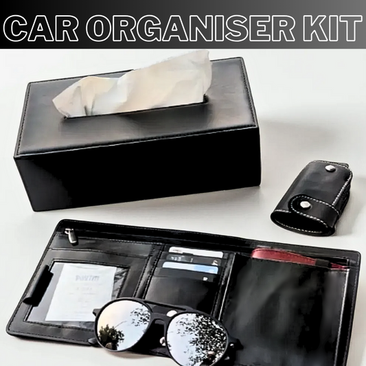 Premium Leather Car Organiser Kit: Fits All Cars
