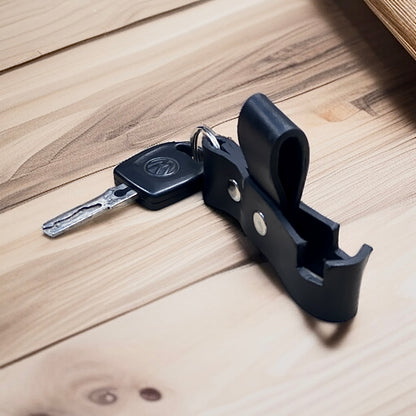 Genuine Leather Keychain with Built-in Mobile Stand