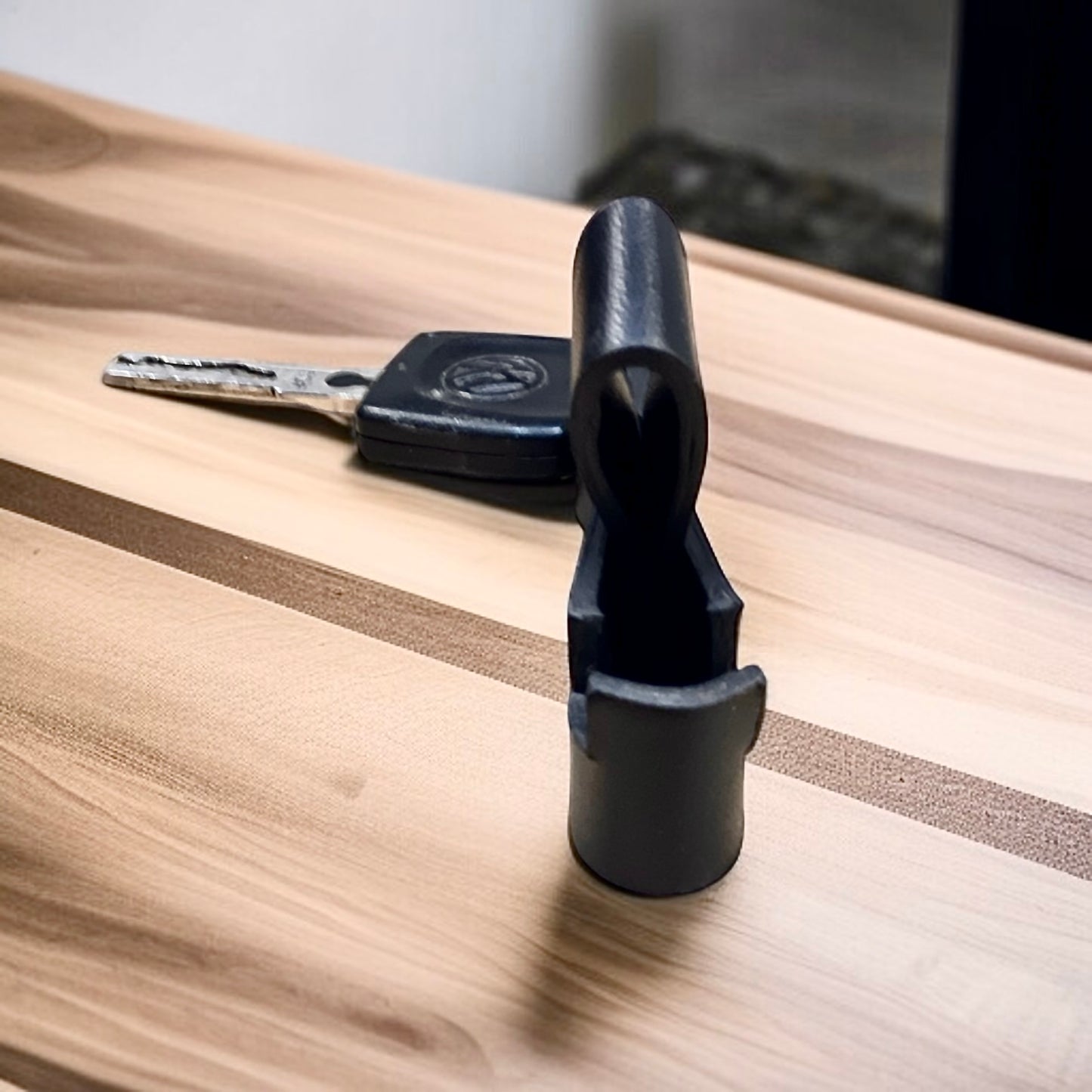 Genuine Leather Keychain with Built-in Mobile Stand