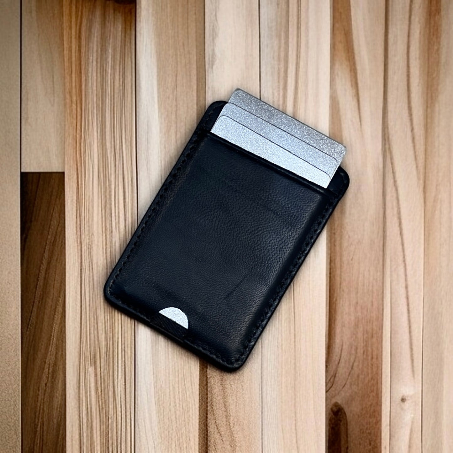 Stick-On Mobile Genuine Leather Cardholder
