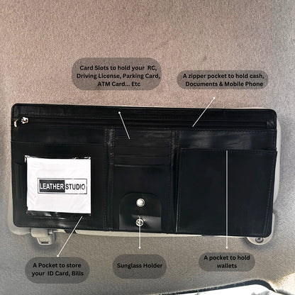 Premium Genuine Leather Car Visor Organizer
