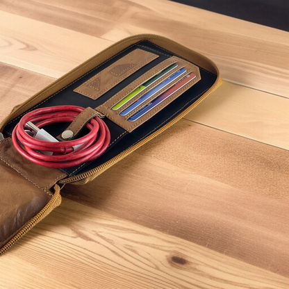 VoyageMate Wallet | Travel-Friendly Leather Organizer with Elastic Strap