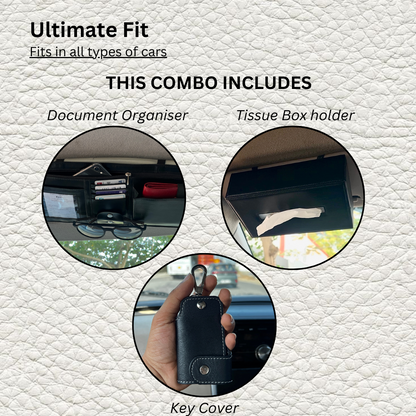 Premium Leather Car Organiser Kit: Fits All Cars